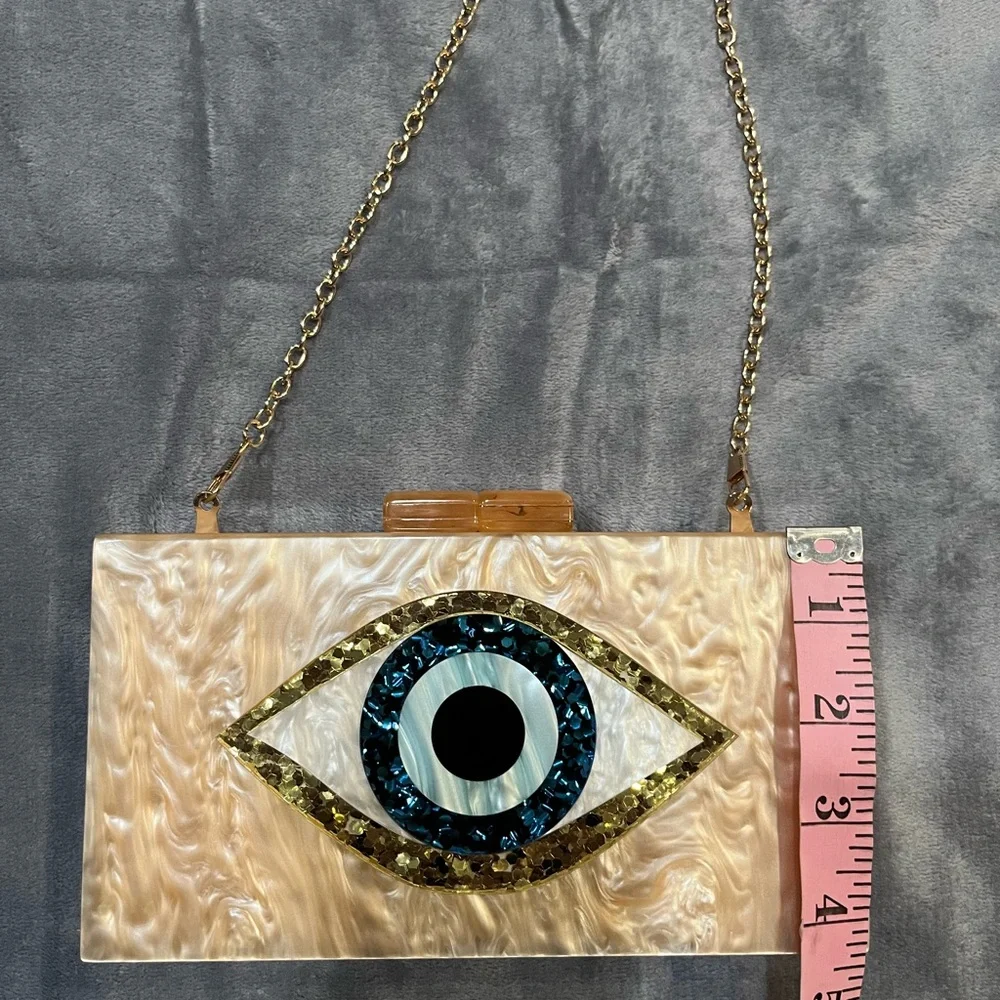 New Eye Design Clutch‎ Bag - Cream and Blue - Picture 3 of 7